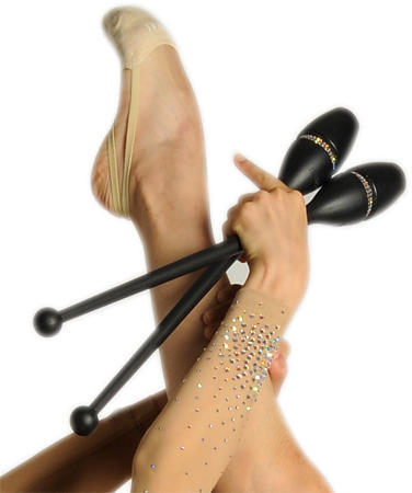 PROMOTION !  Massues compétition Pastorelli 41 cm unies Noir avec strass  (80) PRODUIT ARRETE A LA FIN DU STOCK