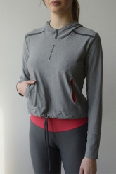Sweat léger à capuche et poches latérales gris/violet - Taille M