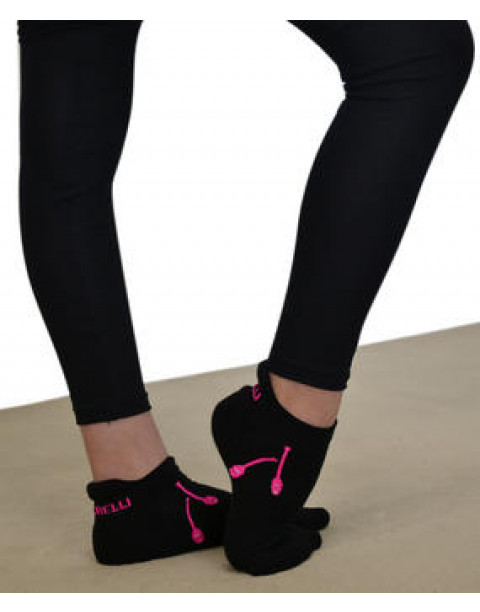 Chaussettes Pastorelli Elite blanc ou noir avec motif massues rose fluo