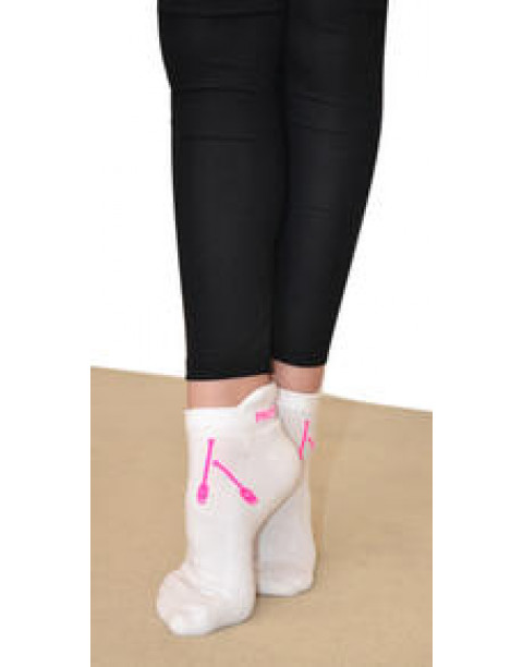 Chaussettes Pastorelli Elite blanc ou noir avec motif massues rose fluo