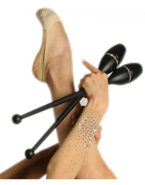 PROMOTION !  Massues compétition Pastorelli 41 cm unies Noir avec strass  (80) PRODUIT ARRETE A LA FIN DU STOCK