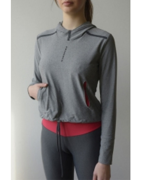 NOUVEAU ! Sweat léger à capuche et poches latérales Gris/bleu